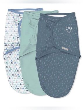 SwaddleMe Baby Swaddle Set in Blue, Mint & White Triangle Print